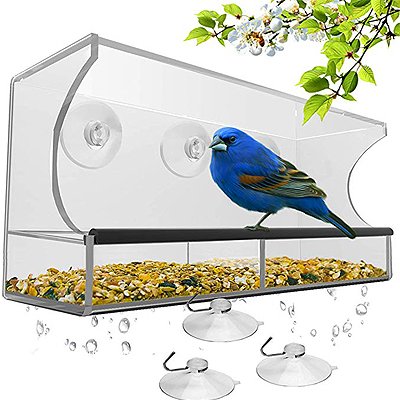 Window Bird Feeder Acrylic with Removable Tray Durable Birdfeeder Awesome Gift! 
