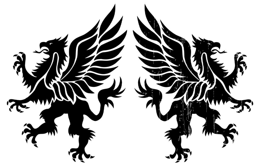 illustration of two griffins