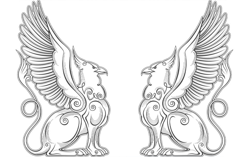 illustration of two griffins